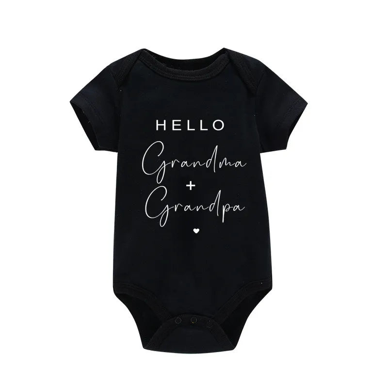 Pregnancy Announcement to Be Grandparents Hello Grandma & Grandpa Baby Bodysuits Infant Baby Boy Girls Clothes Baby Shower Gift