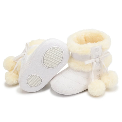 Baby Girls Boys Snow Warm Boots Infant Winter Booties Newborn Slip on Shoes for 3-18 Months