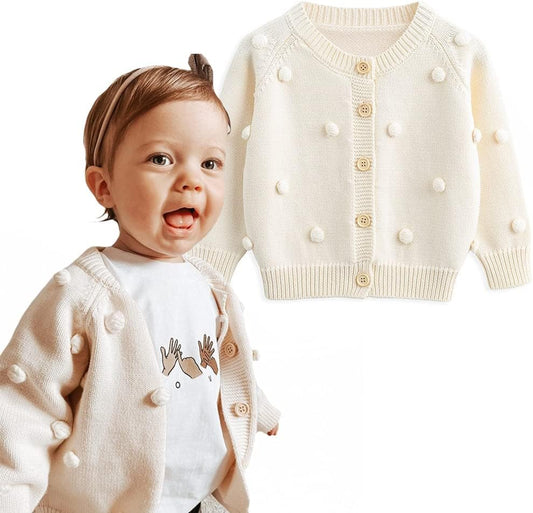 Baby Sweater Cable-Knit Baby Cardigan Coat for Autumn Fall 3M-3T